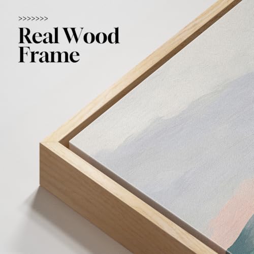 Large Framed Modern Neutral Green Abstract Landscape Wall Art