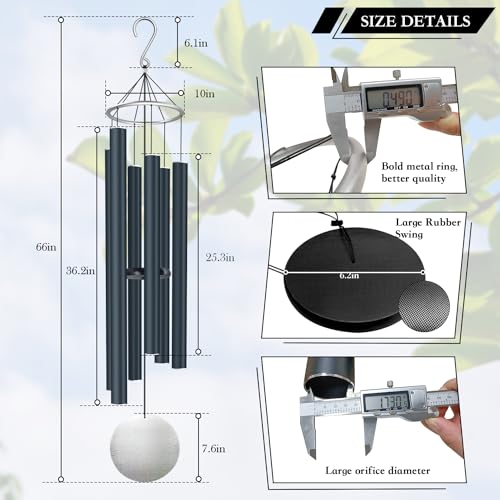 Extra Large Wind Chimes Outdoor Deep Tone 66 Inch
