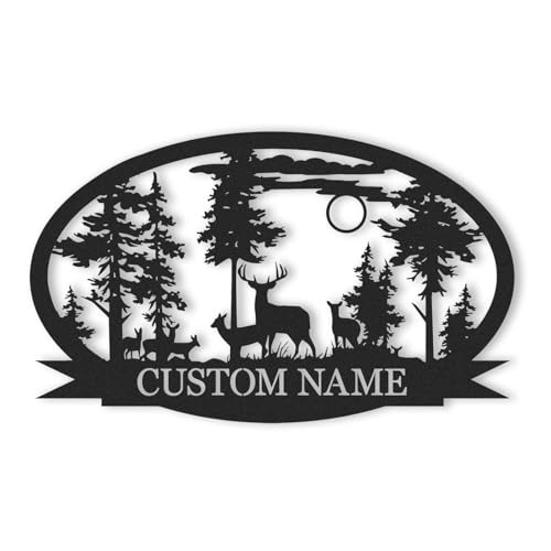 Personalized Deer Metal Cabin Sign