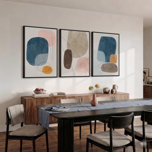 Large Framed Colorful Abstract Wall Art for Living Room (3 Count)