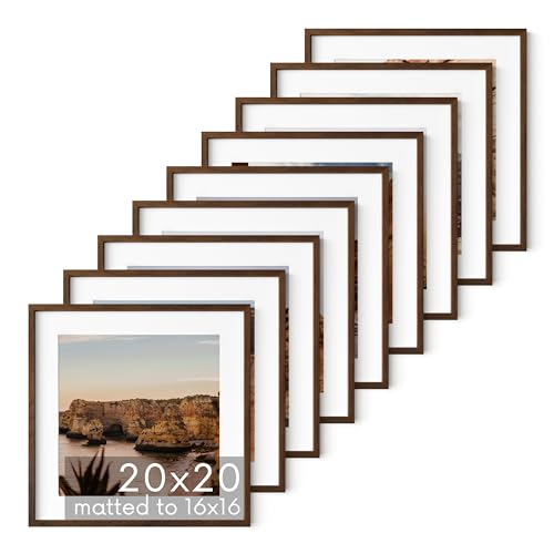 Walnut Oak Wood 20x20 Picture Frames (9 Count)