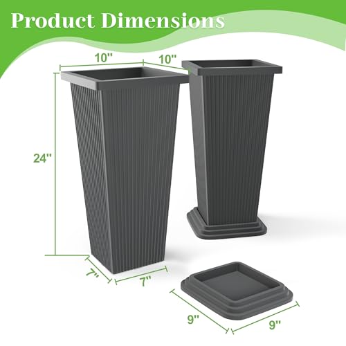 Set of 2 Tall Planters for Outdoor Plants (2 Count)