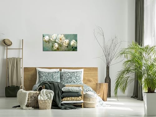 Blooming White Flowers Plants Wall Art Decor Artwork for Bedroom