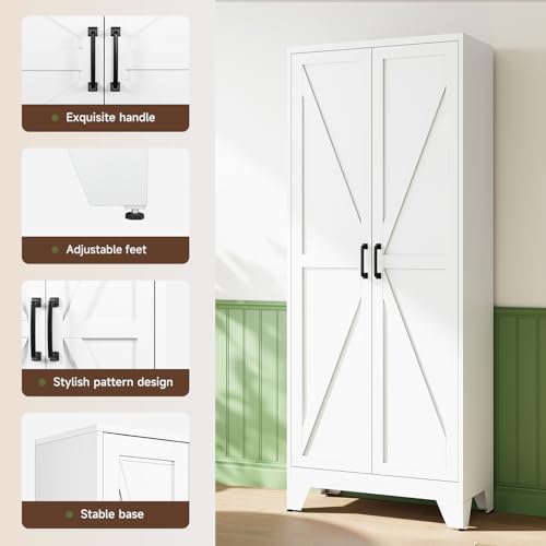 75" H Metal Storage Cabinet with 2 Doors and 4 Shelves