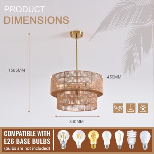 17.72" Boho Chandelier Light Fixture