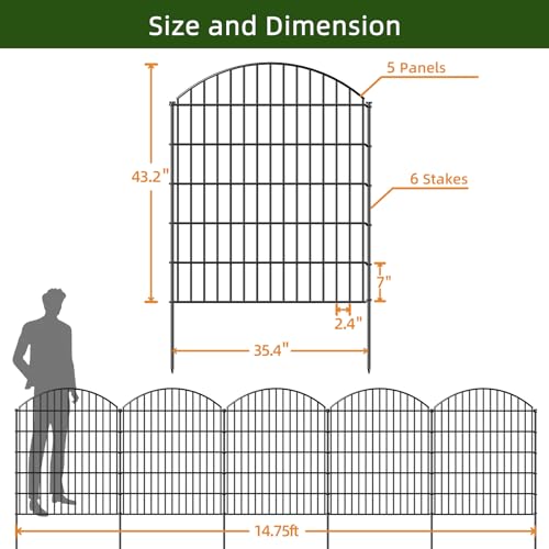 Heavy Duty Metal Garden Fence 43.2 in x 14.75 ft (60.47 Sq Ft)