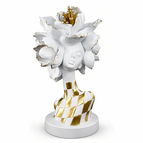 White and Gold African Lady Sculpture