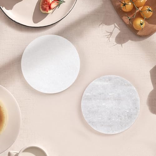 White Marble Coasters Set of 4 with Bling Particles (4 Count)