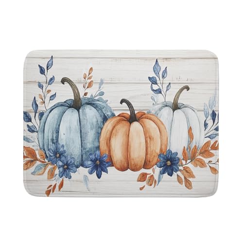 Fall Dish Drying Mat for Kitchen Counter Farmhouse Pumpkin Super Absorbent Reversible Microfiber Kitchen Countertop Protector Dishes Pad Large 18x24 inch