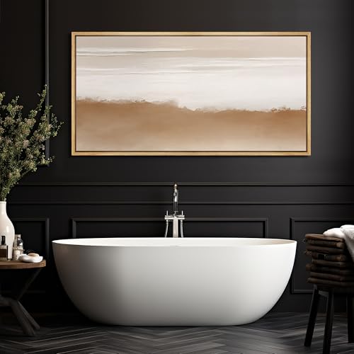 Extra Large Framed Canvas Print Wall Art Minimalist Abstract Terracotta and White Retro Fine Art Illustrations Decorative Colorful for Bedroom