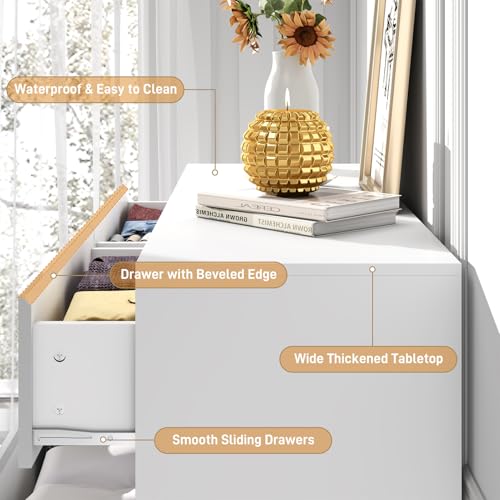 White Malm High Gloss Dresser for Bedroom