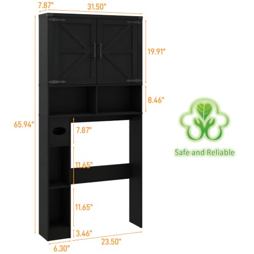 Over The Toilet Storage Cabinet with 2 Barn Doors