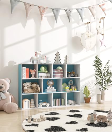 11 Cube Blue Kids Bookshelf and Toy Organizer