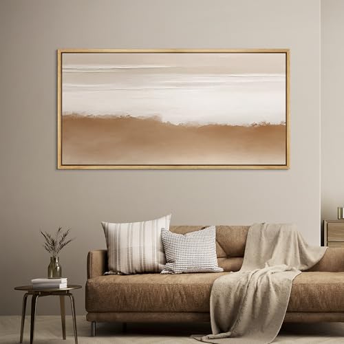 Extra Large Framed Canvas Print Wall Art Minimalist Abstract Terracotta and White Retro Fine Art Illustrations Decorative Colorful for Bedroom