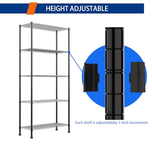5 Wire Shelving Metal Storage Rack Adjustable Shelves
