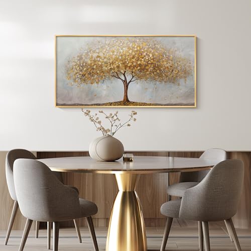 Large Framed Modern Gold Tree of Life Wall Art for Living Room