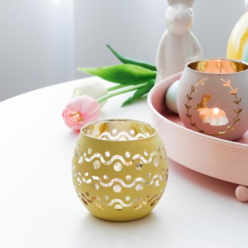 Easter Table Decorations 6PCS Glass Votive Tealight Candle Holders (6 Count)