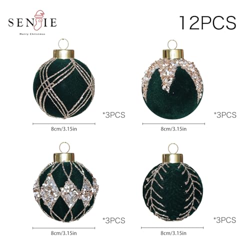 3.15IN Velvet Ornaments for Christmas Tree (12 Count)