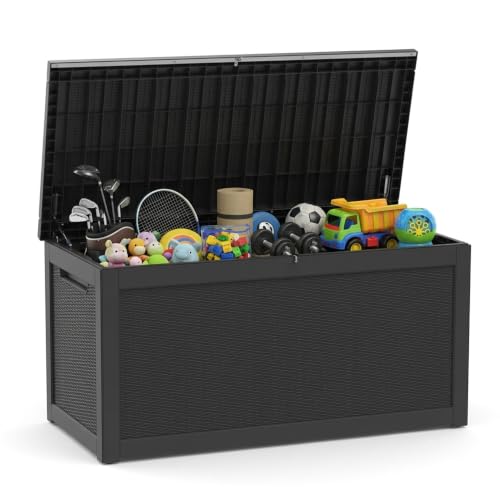 325 Gallon Outdoor Storage Box Waterproof Lockable Resin Deck Box Large