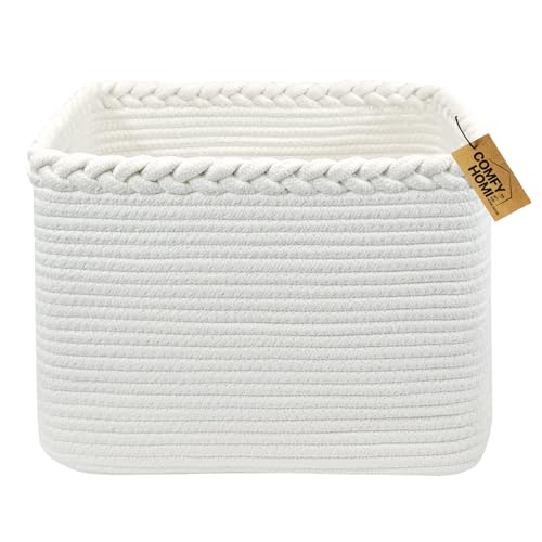 Cotton Rope Woven Basket with Handles for Shelves
