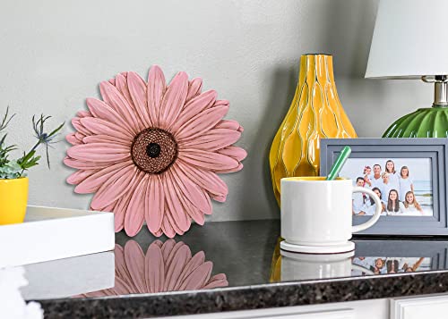 NAT & Jules Gerbera Daisy Flower Shaped Dimensional Indoor Outdoor 12 inch Cast Resin Decorative Garden Stepping Stone