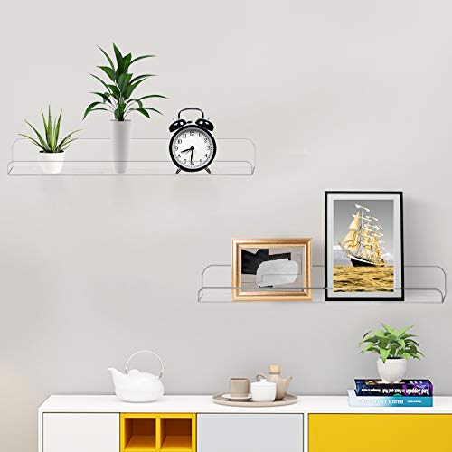 Clear Acrylic Shelves 15" Floating Wall Mount Ledge Display Bookshelf 6Pack (6 Count)