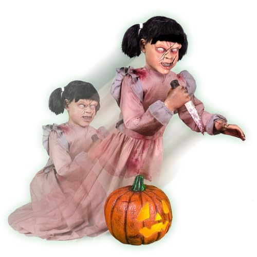 Lunging Pumpkin Carver Zombie Girl by Tekky