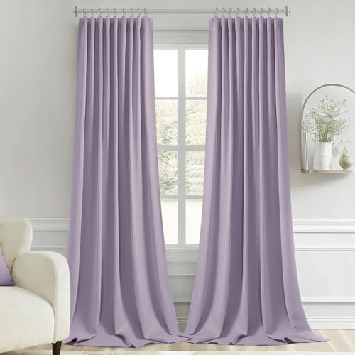 Lilac Back Tab Blackout Curtains 52x102 Inch Long 2 Panels Set (2 Count)