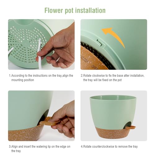 12/10/9 inch Self Watering Pots for Indoor Outdoor Plants, Set of 3 (3 Count)