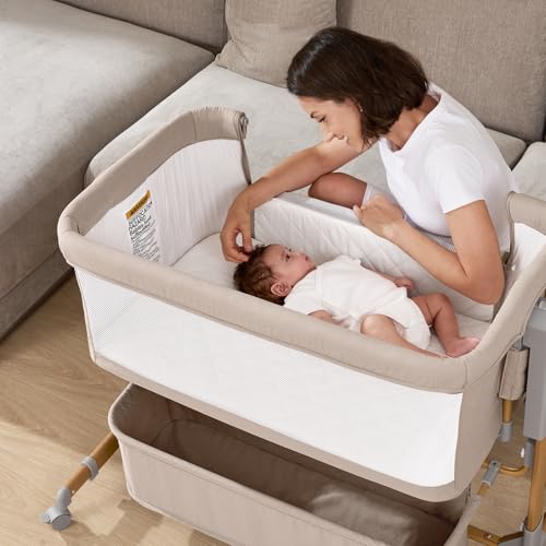 3-in-1 Baby Bassinet, Bedside Sleeper & Rocking Bassinet for Newborn