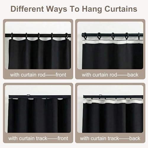 Blackout Curtains for Bedroom Room Darkening Curtains for Living Room Ceiling Door Curtain（Black Drape 1 Panel