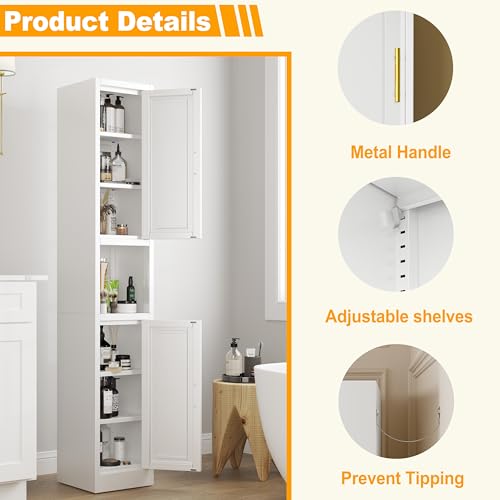 Tall Narrow Storage Cabinet 66.93" H Tall Bathroom Cabinets Metal Pantry Cabinet