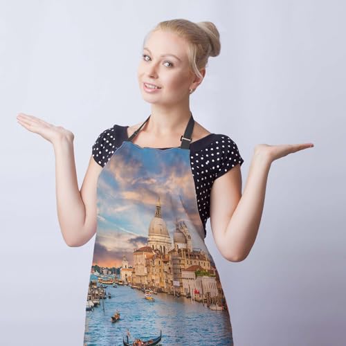 Garden Apron for Women Sunset in Venice Fun Aprons for Men for Kitchen Cooking Restaurant BBQ Painting Crafting Gardening 27”