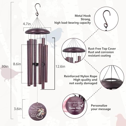 Personalized Outside Cross Wind Chimes for Loss of Mother Father