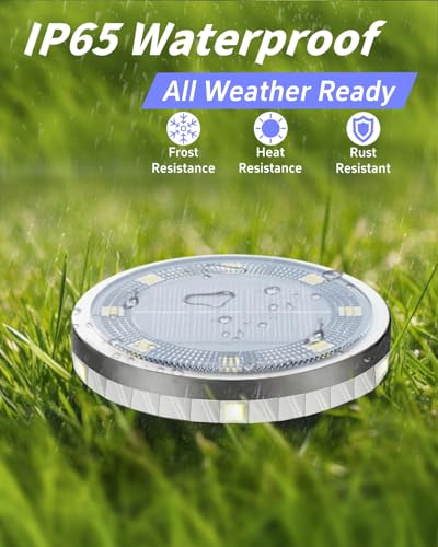 26 Pack Outdoor Solar Ground Lights with 4 Side Light（Cool White） (26 Count)