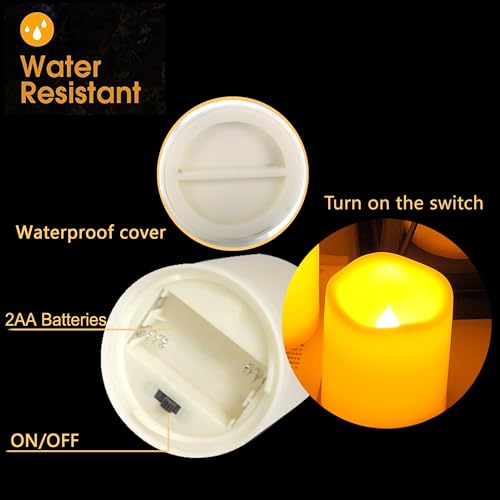 Outdoor Battery Operated Flameless LED Candles with Timer D3”xH7” 2 Pack (2 Count)