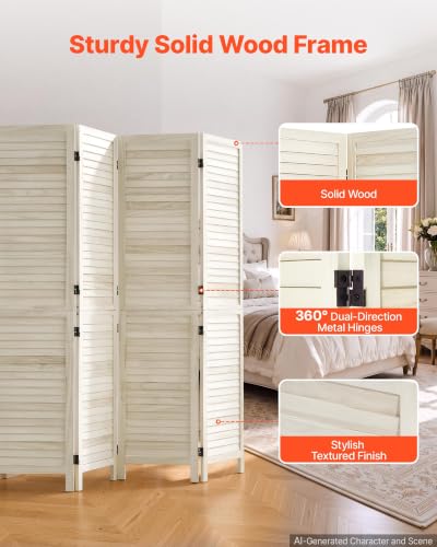 Wood Room Divider 4 Panels 67 in Tall Wood Folding Privacy Screen