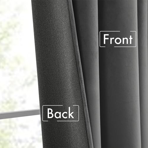 Grey Velvet Pinch Pleat Blackout Curtains W52 X L96 Inches (2 Count)