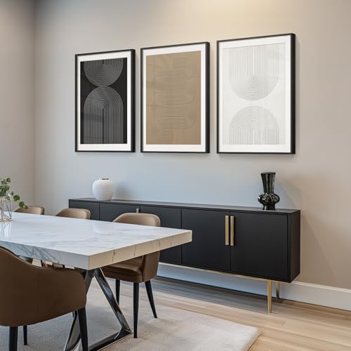 Large Framed Boho Neutral Modern Abstract Wall Art (3 Count)