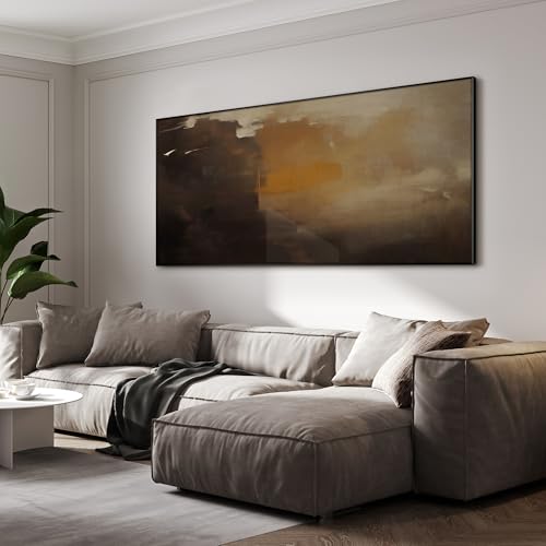 36"x72" Extra Large Framed Wall Art Abstract Dark Horizon Moody Landscape Illustration for Home Living Room Bedroom Decor