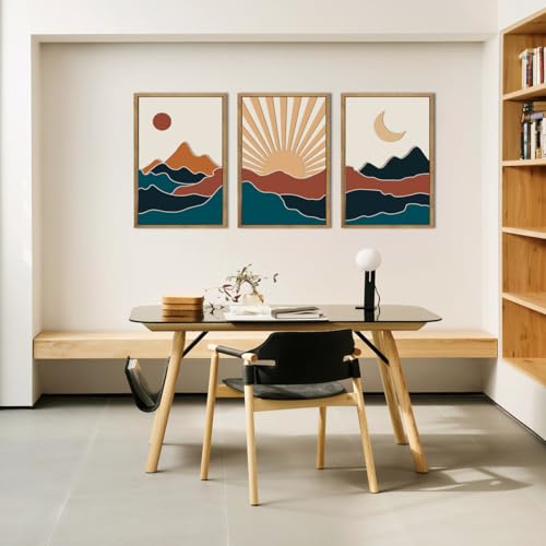Large Boho Colorful Mountain Wooden Wall Art Set