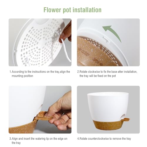 10/9/8 inch Self Watering Pots for Indoor Outdoor Plants, Set of 3 (3 Count)