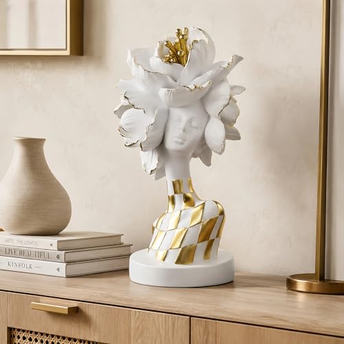 White and Gold African Lady Sculpture