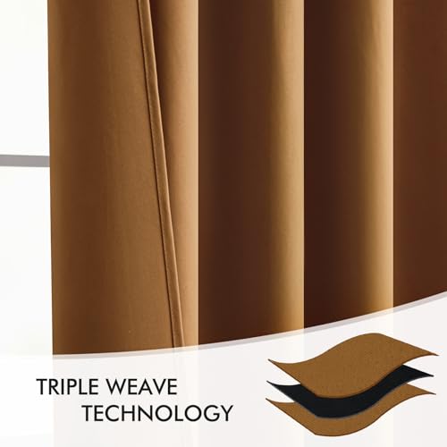 Golden Brown Back Tab Blackout Curtains 52x84 Inch Length 2 Panels (2 Count)