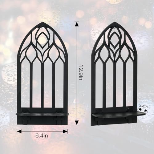 Wooden Gothic Candle Sconces Wall Decor Set of 2 (2 Count)