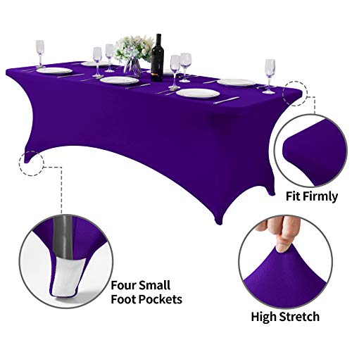 2Pack Spandex Table Cover for 8FT or 4ft or 6ft Table Universal Fitted Stretch Tablecloth for Party (2 Count)