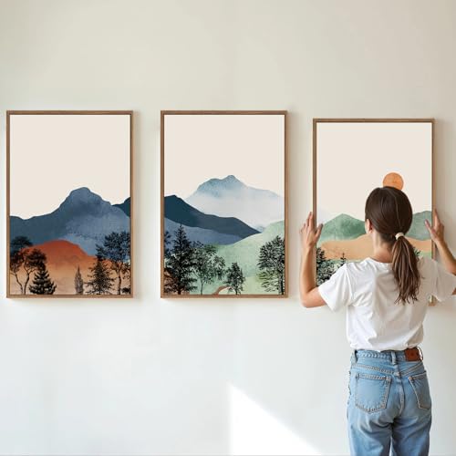 Boho Mountain Framed Canvas Wall Art Set of 3 (3 Count)