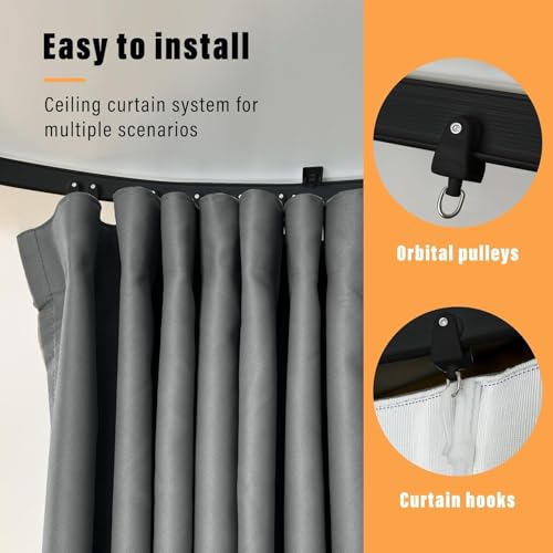 Room Divider Curtains with Flexible Ceiling Curtain Tracks Set