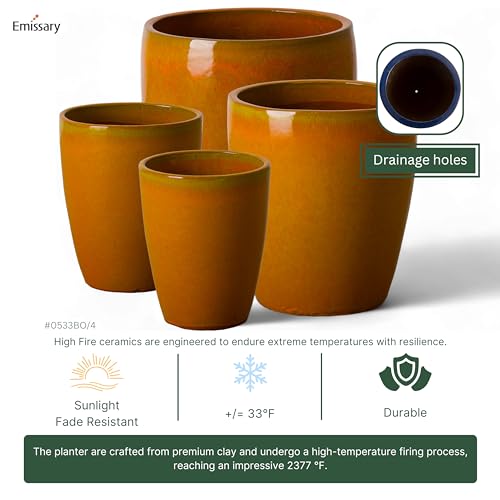 Bullet 11.5 in. Bright Orange Ceramic Round Planter