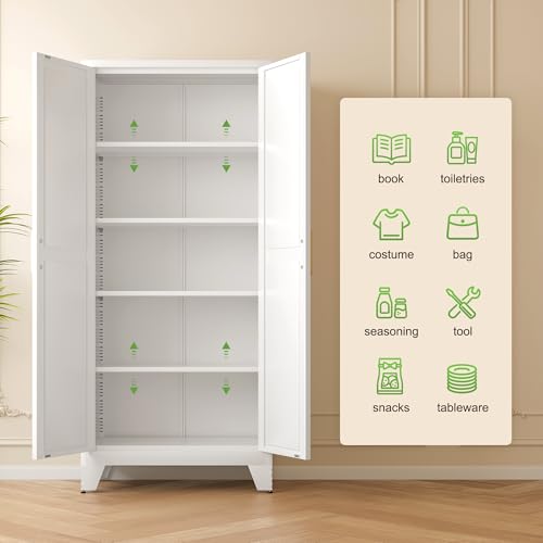71'' Farmhouse Metal Storage Cabinet with Barn Doors